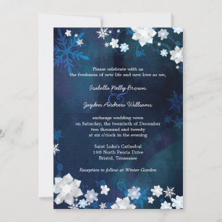 Invitation Mariage de Bohême d'hiver bleu de la Marine
