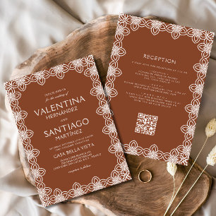 Invitation Mariage de Boho Blanc Talavera mexicain