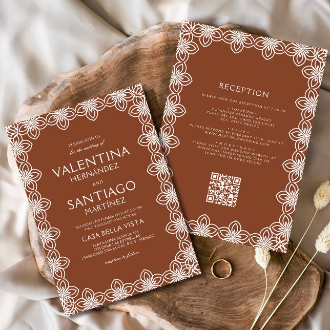 Invitation Mariage de Boho Blanc Talavera mexicain (Créateur téléchargé)