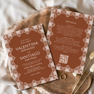 Invitation Mariage de Boho Blanc Talavera mexicain