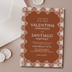 Invitation Mariage de Boho Blanc Talavera mexicain