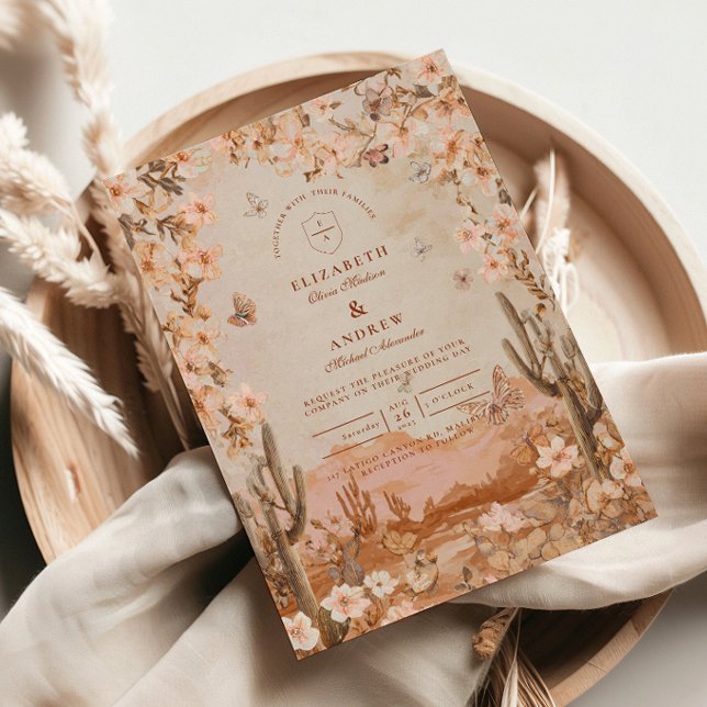 Invitation Mariage de Boho Desert Sunset Cactus (Créateur téléchargé)