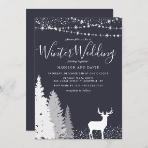 Invitation Mariage de bois de cerfs d'hiver rustique