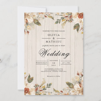 Invitation Mariage de bois floral à brindille automatique