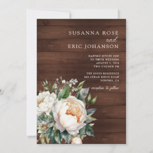 Invitation Mariage de bois floral rustique