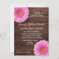 Mariage de bois rustique fleuri rose gerbera