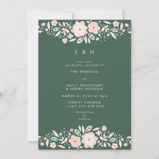 Invitation Mariage de bois vert émeraude de printemps