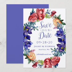 Invitation Mariage de bonheur aquarelle Sauvez notre date