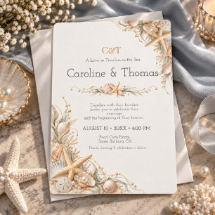 Invitation Mariage de bord de mer étoile de mer coquillage