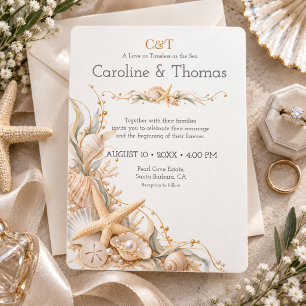 Invitation Mariage de bord de mer étoile de mer coquillage