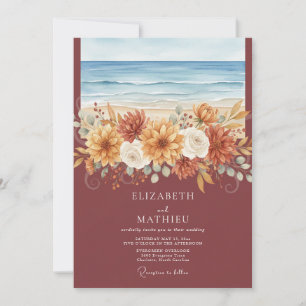 Invitation Mariage de bord de mer floral terracotta