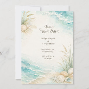 Invitation Mariage de bord de mer romantique aquarelle plage