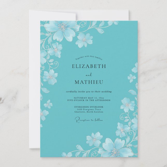 Invitation Mariage de bord de mer turquoise et dynamique (Devant)