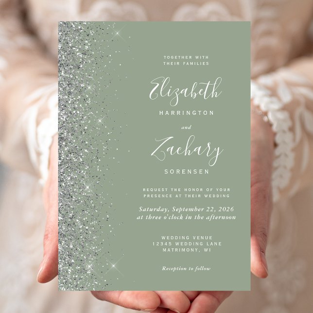 Invitation Mariage de bord de Parties scintillant argent mode (Créateur téléchargé)