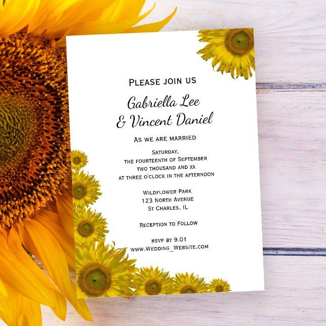 Invitation Mariage de bord de tournesol jaune (Créateur téléchargé)