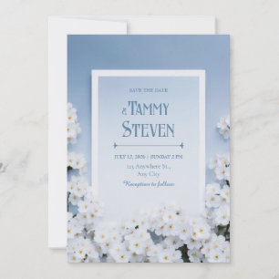 Invitation Mariage de bordure de fleurs de cerisier bleu poud