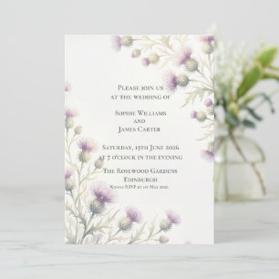 Invitation Mariage de bordure de fleurs sauvages de chardon é