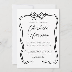 Invitation Mariage de bordure de ruban de script Whimsical
