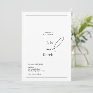 Invitation Mariage de bordure de script noir et blanc simple