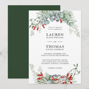 Invitation Mariage de botanique de vacances avec verdure et b