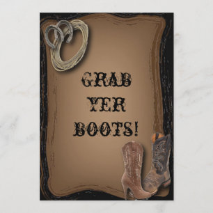 Invitation mariage de bottes de cowboy de l'ouest