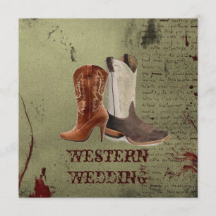 Invitation mariage de bottes de cowboy de l'ouest