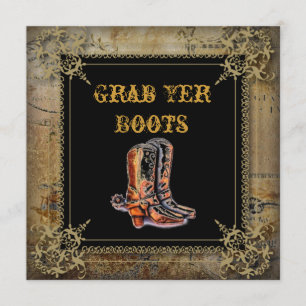 Invitation mariage de bottes de cowboy de l'ouest