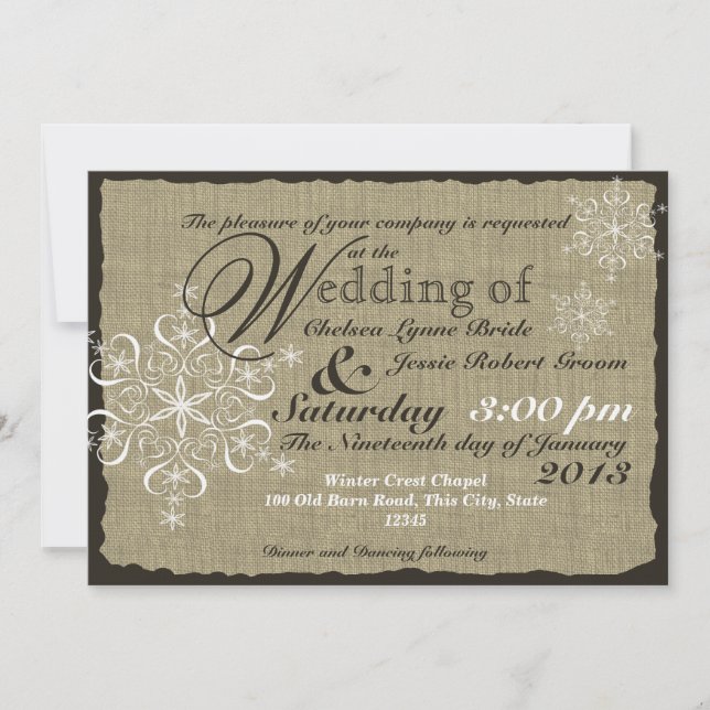 Invitation Mariage de bouclage et de flocons de neige 5 x 7 (Devant)