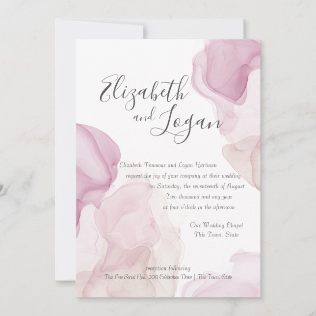 Invitation Mariage de bougie rose Abstrait (Devant)