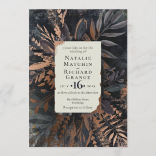 Invitation Mariage de bouquet de bronze et d'ardoise,