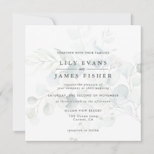 Invitation Mariage de bouquet de feuillage bleu vert Eucalypt