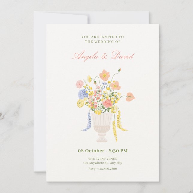 Invitation Mariage de bouquet de fleurs (Devant)