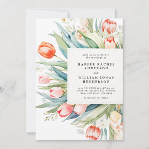 Invitation Mariage de bouquet de tulipe d'aquarelle