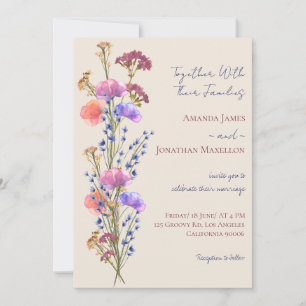 Invitation Mariage de bouquet floral en acrylique beige rusti
