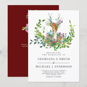 Invitation Mariage de Bourgogne illustré par le cerf de forêt