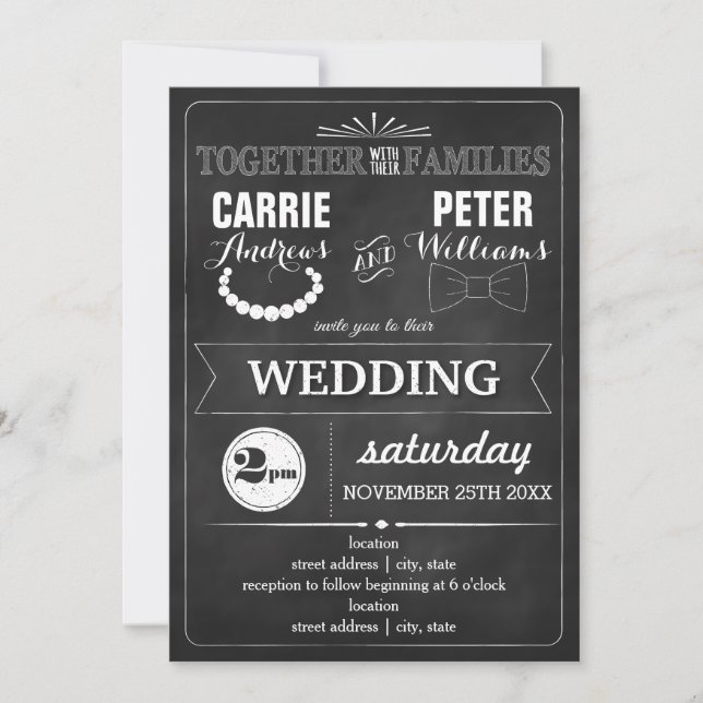 Invitation Mariage de Bowties et Pearls (Devant)