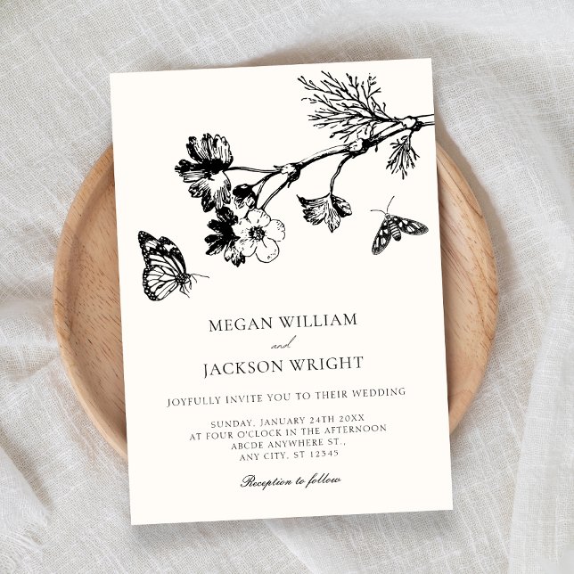 Invitation Mariage de branche florale rustique vintage (Créateur téléchargé)