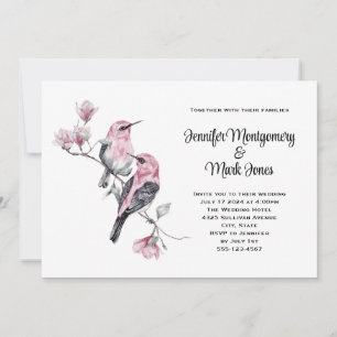 Invitation Mariage de branches d'arbres aux oiseaux chanteurs