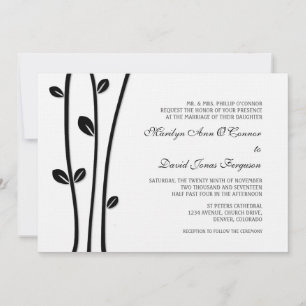 Invitation Mariage de branches noires en feuilles