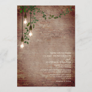 Invitation Mariage de briques de Greenery Garland