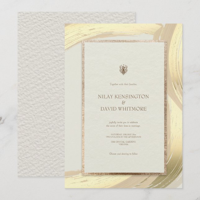 Invitation Mariage de brosse rose Gold Watercolor (Devant / Derrière)
