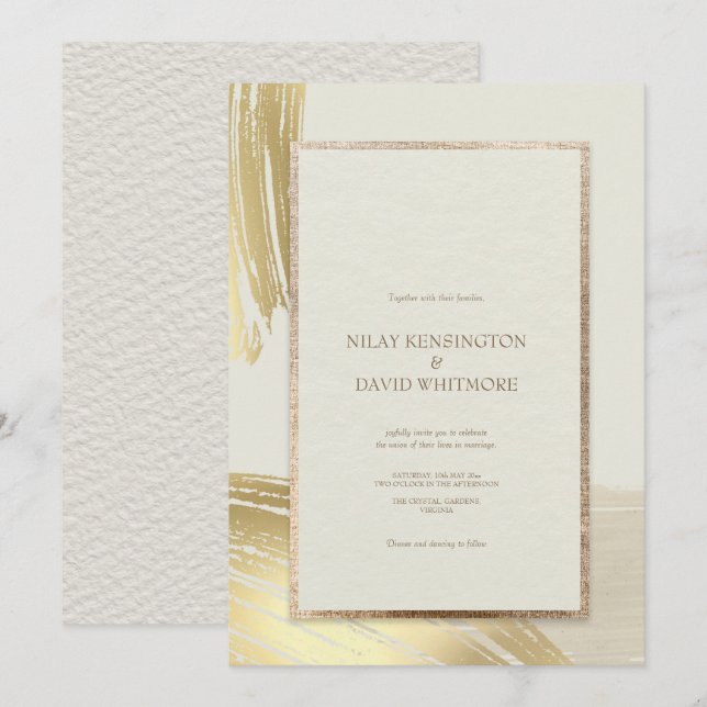 Invitation Mariage de brosse rose Gold Watercolor (Devant / Derrière)