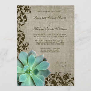 Invitation Mariage de Brown de succulents rustiques