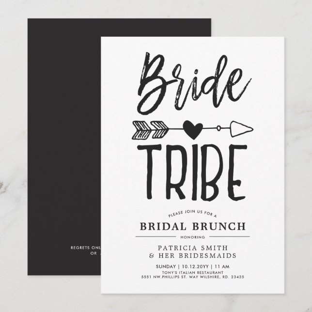Invitation Mariage de Brunch de mariée de la tribu (Devant / Derrière)