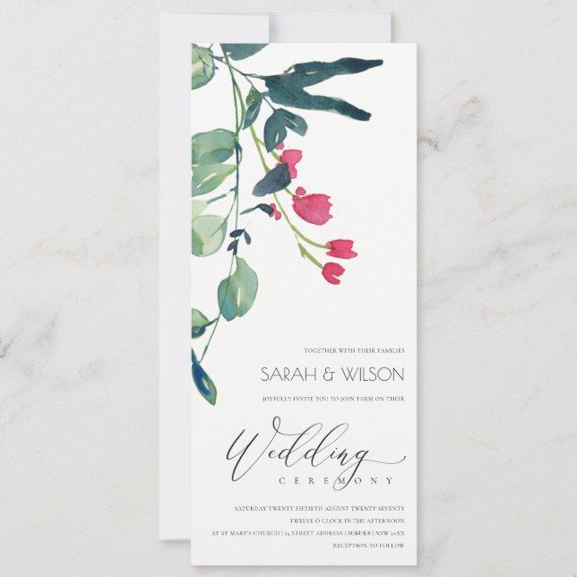 INVITATION MARIAGE DE BUNCH DE FOLIAGE EUCALYPTUS ROSE VERT (Devant)