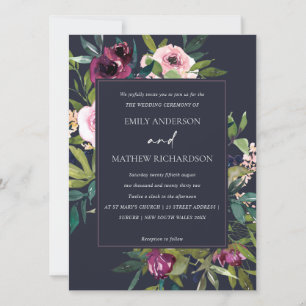 INVITATION MARIAGE DE BUNCH FLORAL BURGUNDY BURGUNDY DE MARIN