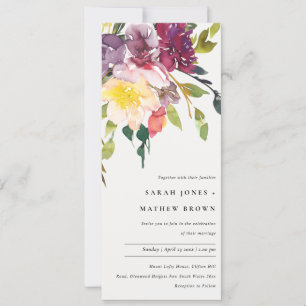 INVITATION MARIAGE DE BUNCH FLORAL BURGUNDY JAUNE CLAIR