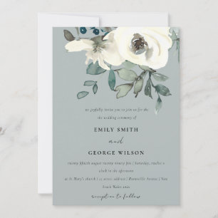 INVITATION MARIAGE DE BUNCH FLORAL FLORALE EN IVOIRE GRISE