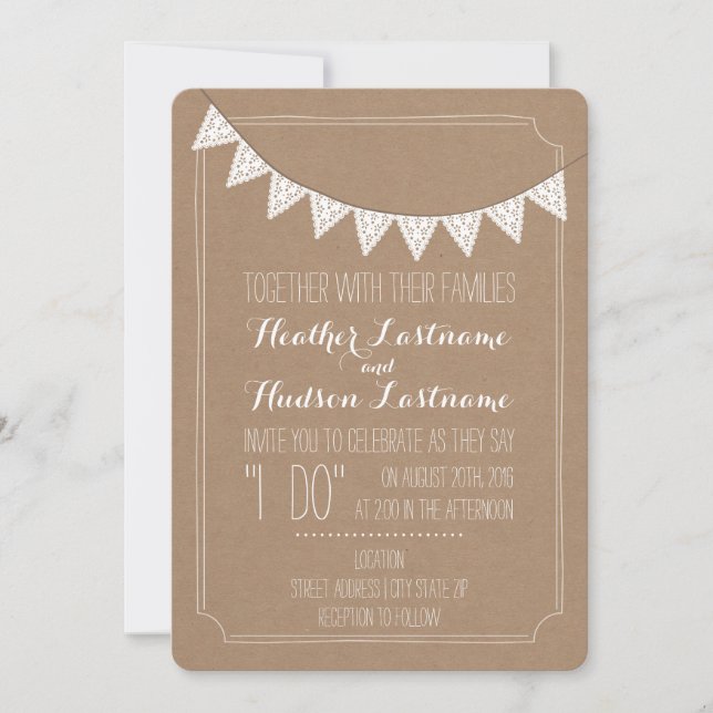 Invitation Mariage de Bunting Eyelet inspiré par le Stock de  (Devant)