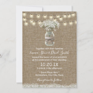 Invitation Mariage de Burlap rustique pour bébé souffle flora